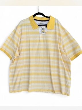 Macy's Yellow and White Striped Polo Shirt - Men's